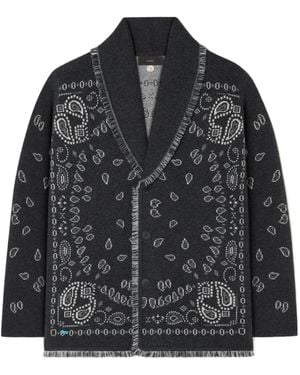 Alanui Bandana Jacquard Cardigan - Black