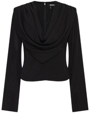 ROTATE BIRGER CHRISTENSEN Draped Blouse - Black