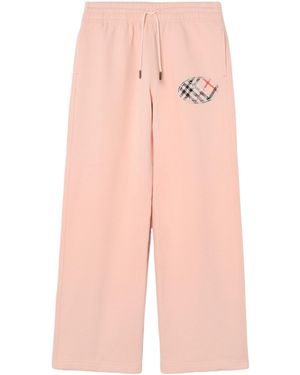 Burberry Check Knight Stamp Cotton Track Trousers - Pink