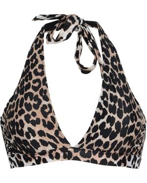Ganni Leopard-Print Triangle Bikini - Black