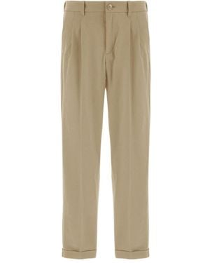 Herno Pleated Cuffed Straight-Leg Trousers - Natural