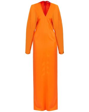 Ferragamo V-Neck Midi Dress - Orange