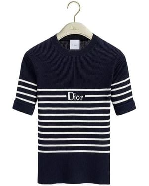 Dior Iviera Short-Sleeved Fitted Jumper - Blue