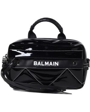 Balmain Logo Printed Top Handle Bag - Black