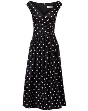 Self-Portrait Polka-Dot Off-Shoulder Cotton Midi Dress - Black
