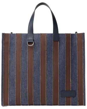 Fendi Striped Large Handbag - Blue