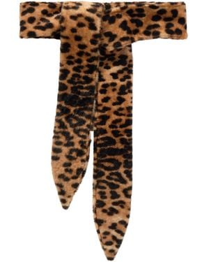 Nour Hammour Sash Leopard-Print Shearling Belt - Multicolour