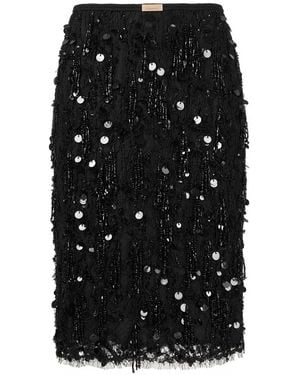 Gucci Sequin Embroidered Lace Skirt - Black