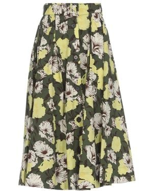 MSGM Floral Print Button-Up Skirt - White