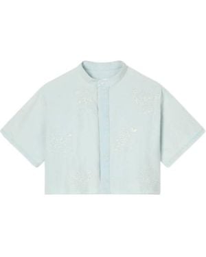 KENZO Cartoon' Embroidered Short Sleeve Shirt - Blue