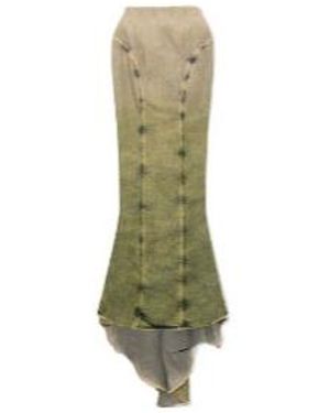 Rick Owens Distressed Dégradé Denim Maxi Skirt - Green