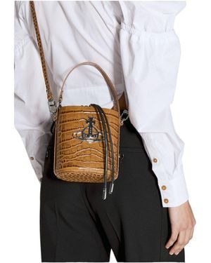 Vivienne Westwood Daisy Embossed Bucket Bag - White