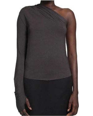 Thom Krom One-Shoulder Draped Top - Black