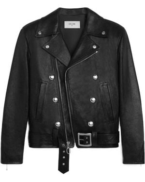 Celine Biker Jacket With Cabochons - Black