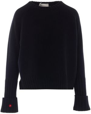 Tory Burch Floral Cuff Knitted Jumper - Black