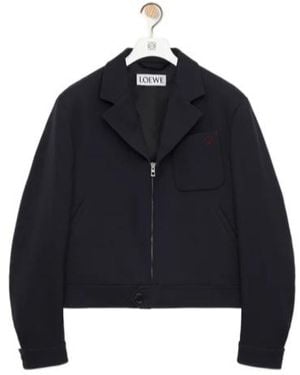 Loewe Wool Collared Zip-Up Jacket - Blue