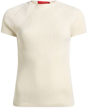 MAX&Co. Simple Knit Short-Sleeve Top - White