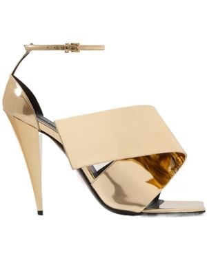 Givenchy Sliced Square Heeled Sandals - Metallic