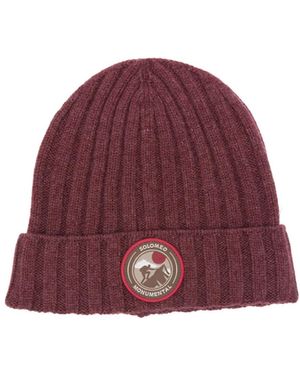 Brunello Cucinelli Ribbed-Knit Logo-Patch Beanie - Red