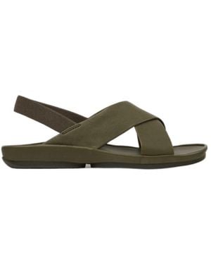 Camper Isla Crossover-Strap Leather Sandals - Green
