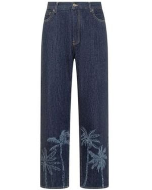 Alanui Logo-Patch Straight-Leg Jeans - Blue