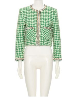 Valentino Houndstooth-Pattern Cotton Jacket - Green