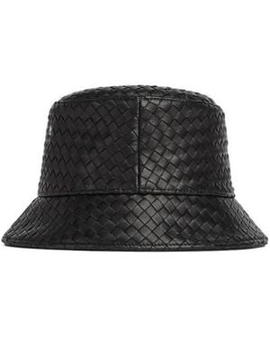 Bottega Veneta Intrecciato Leather Bucket Hat - Black