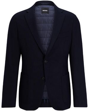 BOSS Classic Single-Breasted Quilted Blazer - Blue