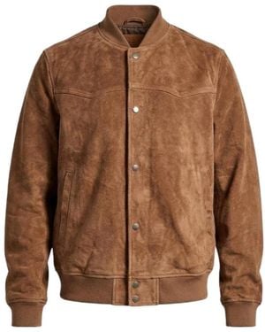 AllSaints Buttoned Leather Jacket - Brown