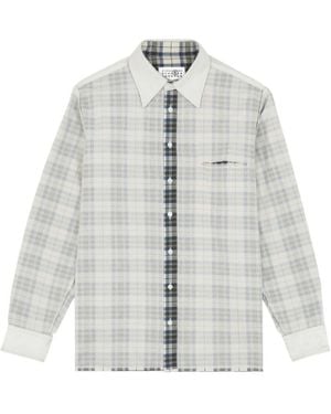 MM6 by Maison Margiela Checked Long Sleeved Shirt - White