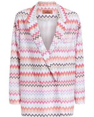 Missoni Zigzag Double-Breasted Tailored Blazer - Pink