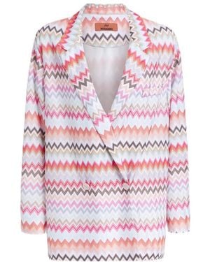 Missoni Zigzag Double-Breasted Tailored Blazer - Pink
