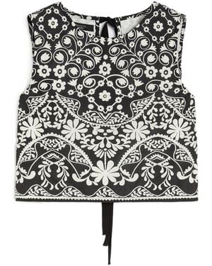 Weekend by Maxmara Printed Cotton Crop Top - Black