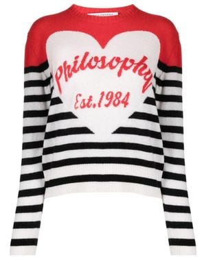 Philosophy Di Lorenzo Serafini Striped Crewneck Jumper - White
