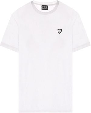 Emporio Armani Logo Sticker Short-Sleeved T-Shirt - White