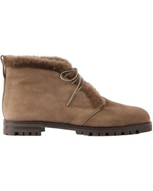 Manolo Blahnik Suede Ankle Boots - Brown