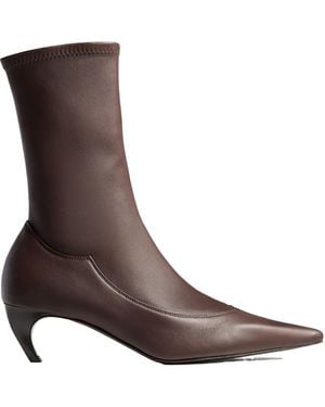 KHAITE Pointed-Toe Ankle Boots - Brown