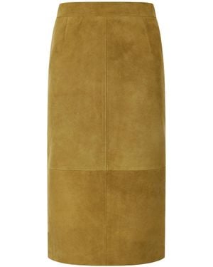 Altuzarra Hank Panelled Suede Knee-Length Skirt - Green