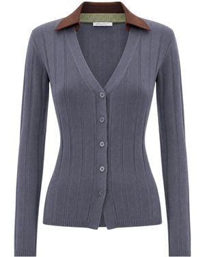 Patrizia Pepe Button-Up V-Neck Cardigan - Blue