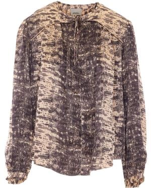 Isabel Marant Laraya Printed Silk Blouse - Brown