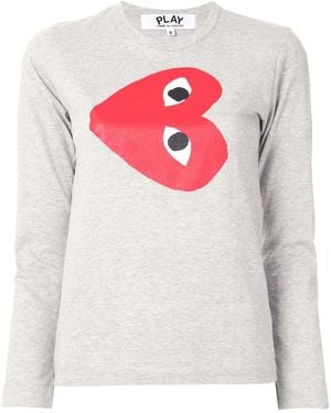 COMME DES GARÇONS PLAY Logo-Print Crew Neck Top - Grey