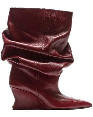 Balmain Wedge Ankle Boots - Red