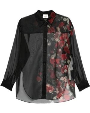 KHAITE Floral Sheer Shirt - Black