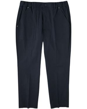 Moncler Logo Cotton-Stretch Pants - Blue