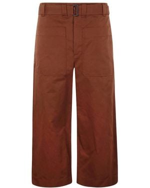 Lemaire Cropped Belted Pants - Brown