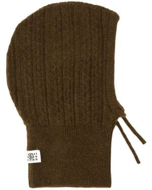 MM6 by Maison Margiela Numeric Patch Cable Knitted Hat - Green