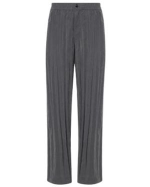 Giorgio Armani Pleated Canvas Wide-Leg Trousers - Grey