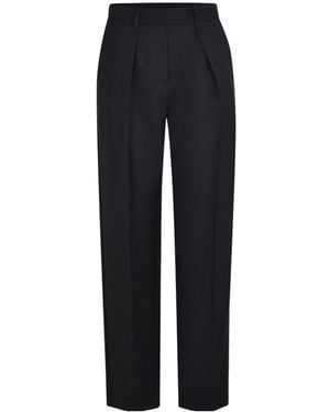 Alysi Straight Leg Pleated Trousers - Black