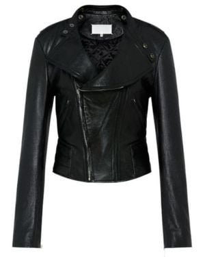 Maison Margiela Folded Collar Leather Jacket - Black