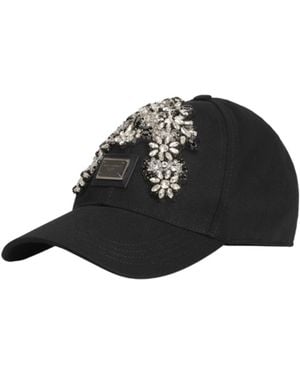 Dolce & Gabbana Floral Appliqué Plaque Cap - Black